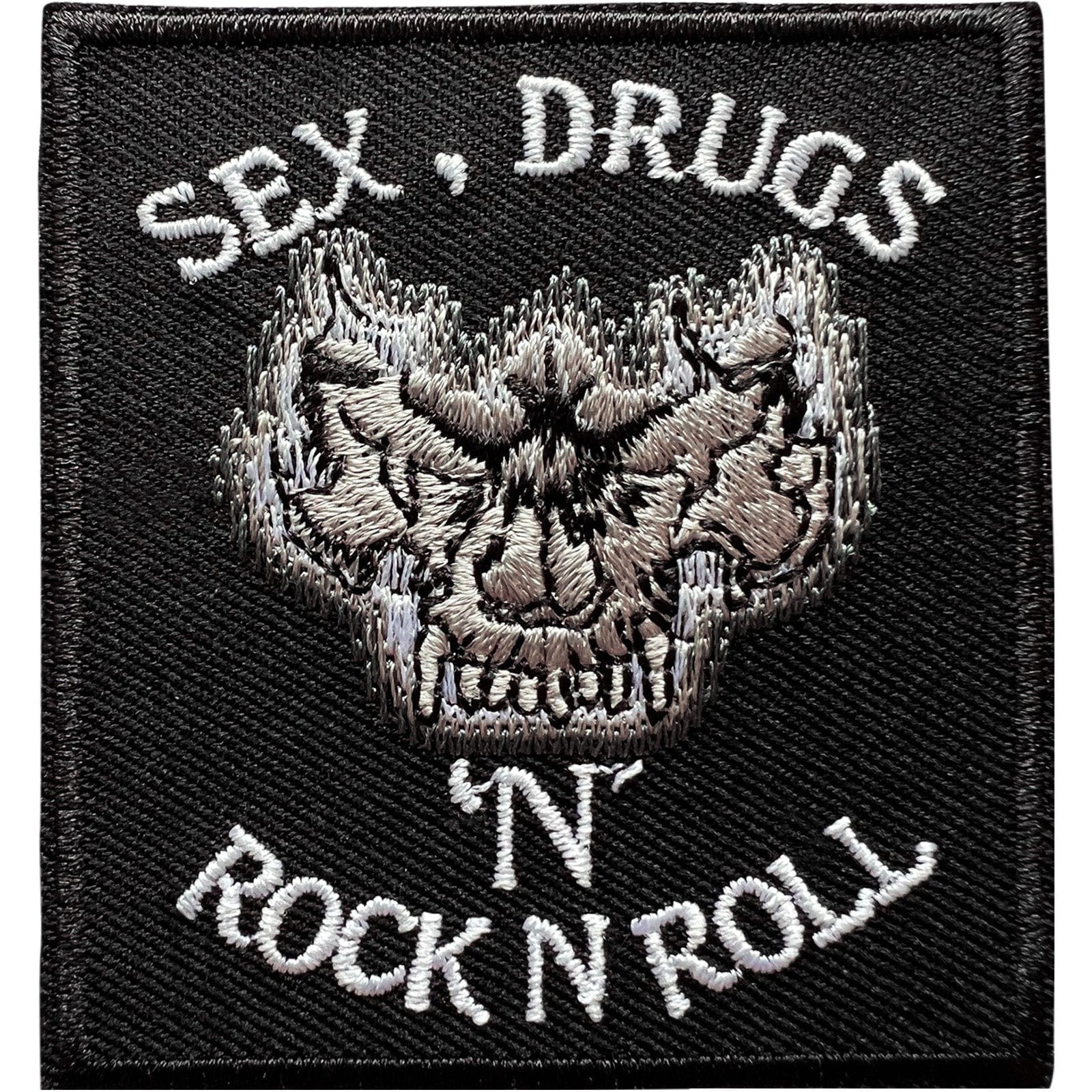 Sex Drugs Rock and Roll Music Patch Iron Sew On Clothes Black Embroide