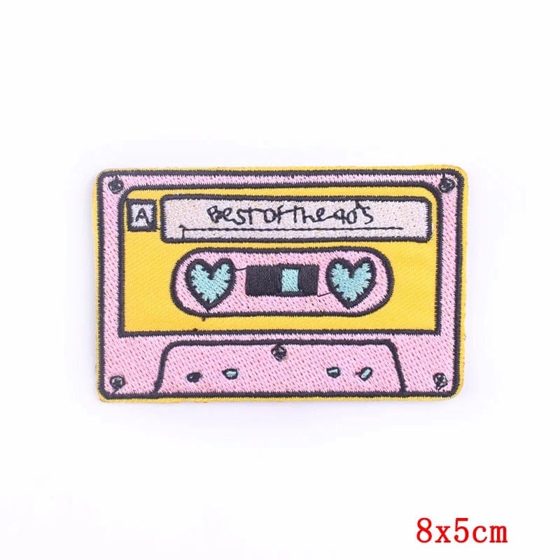 90s Cassette Tape Patch Iron Sew On Denim Dress Skirt Shorts Jeans Jacket Badge