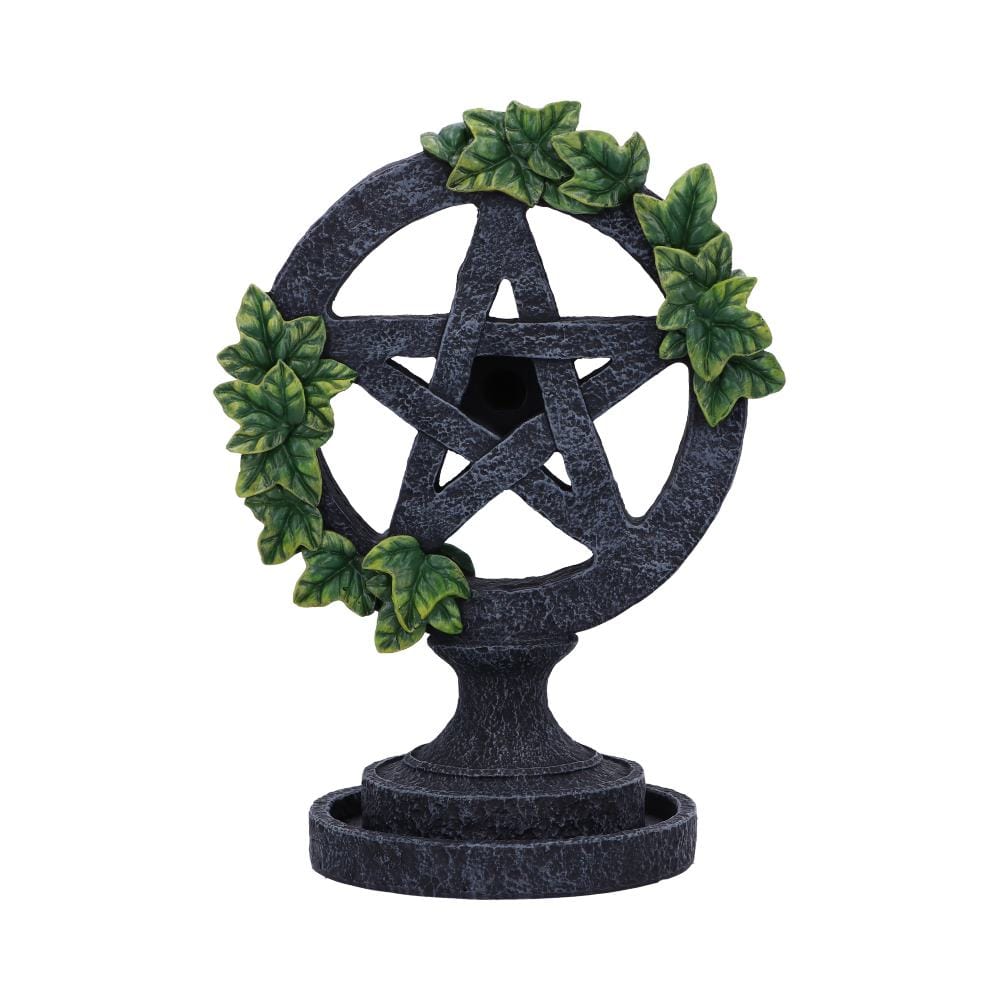 Aged Wiccan Pentagram Backflow Incense Burner 19cm