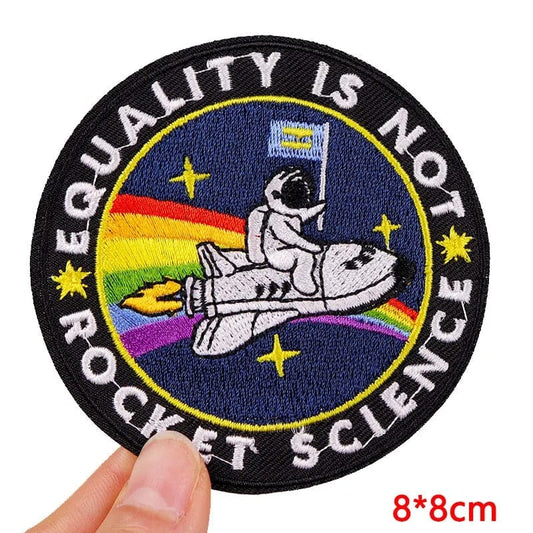 Astronaut Rocket Science Patch Iron Sew On T Shirt Jacket Fancy Dress NASA Space