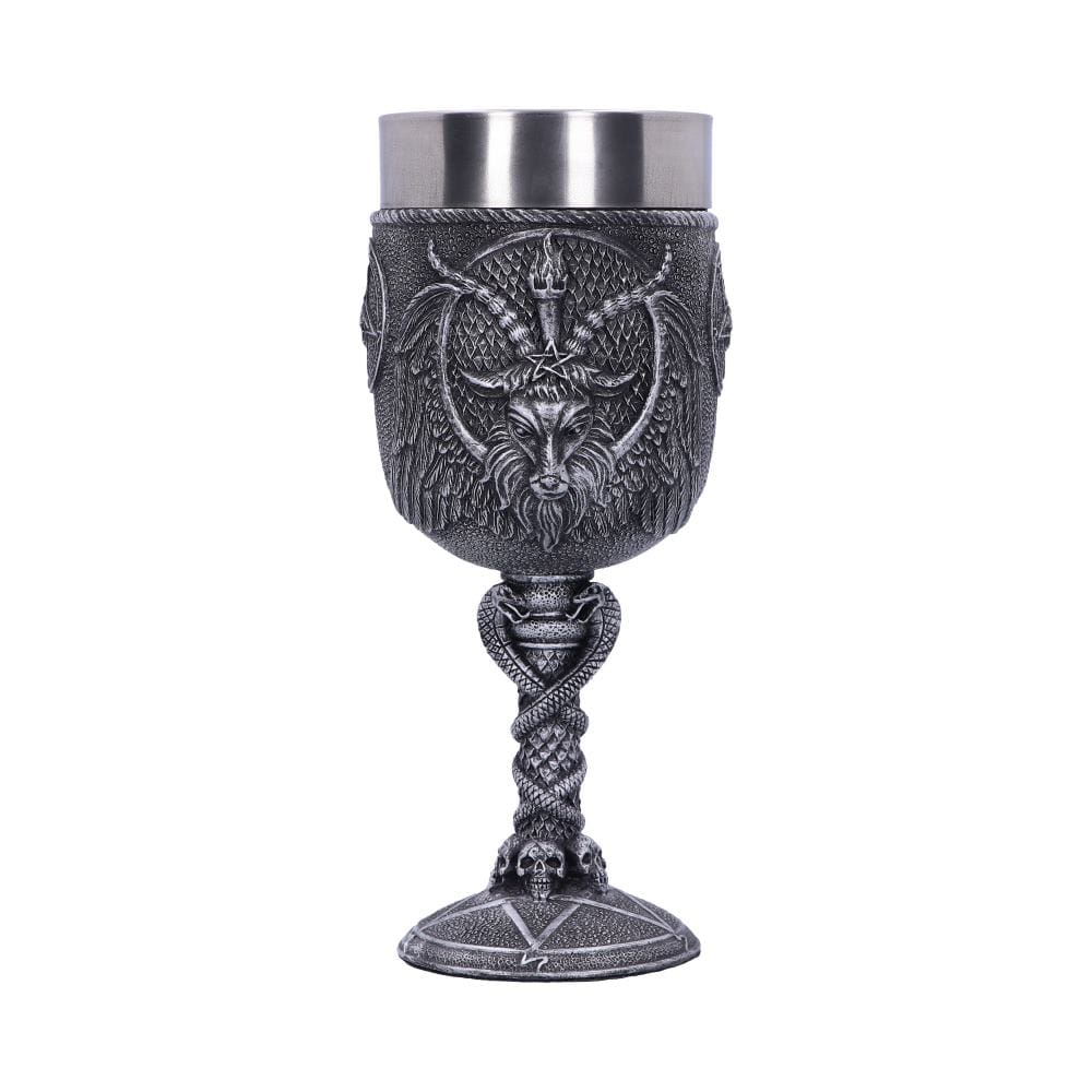 Baphomet Goblet Silver Goat God Deity Wine Glass