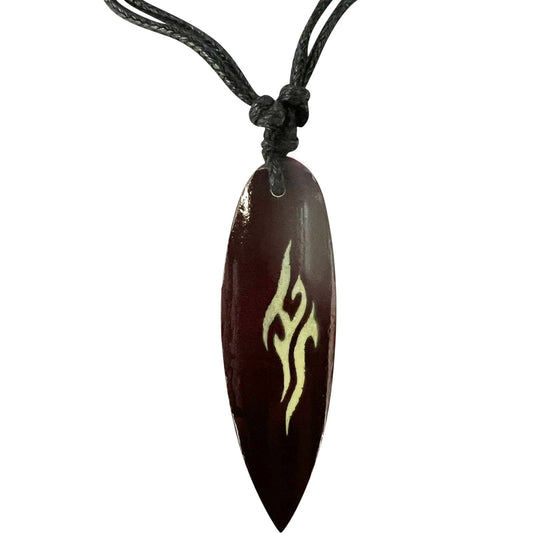 Brown Wooden Surfboard Pendant Necklace Cord Chain Mens Womens Wood Jewellery