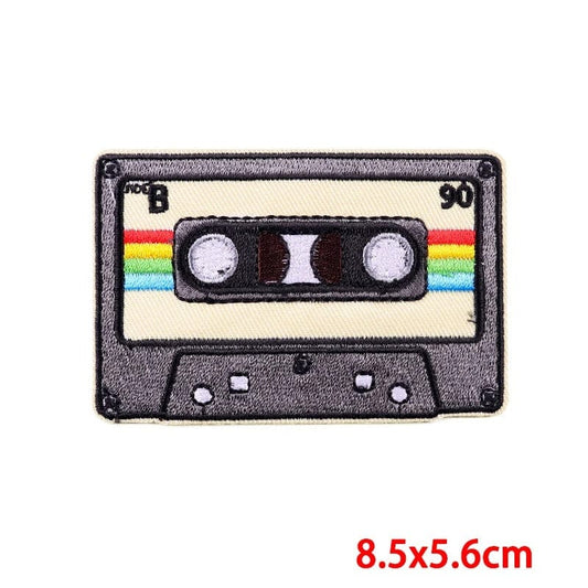 Cassette Tape Patch Iron Sew On Jeans Jacket T Shirt Cap Music Embroidered Badge