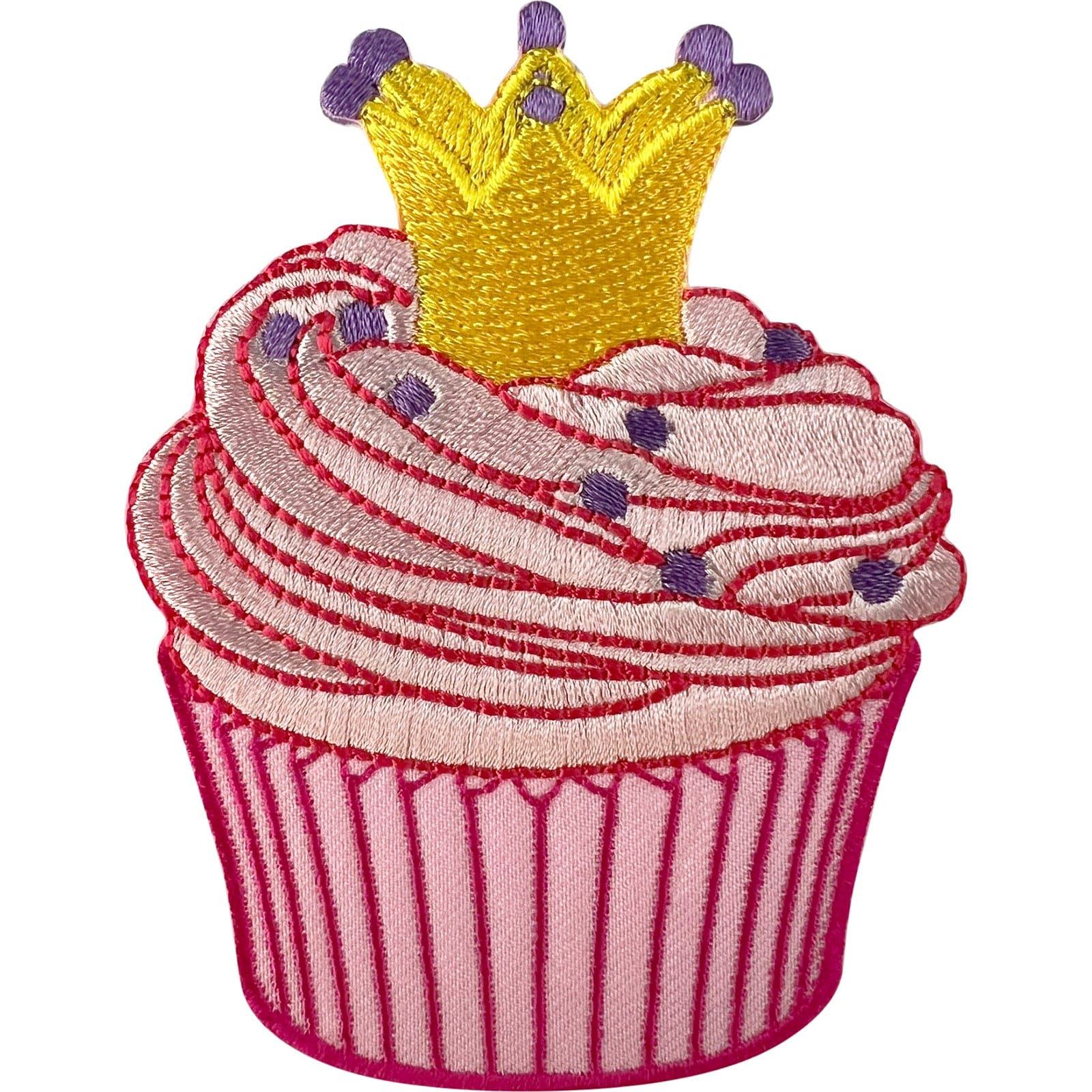 Cupcake Gold Crown Patch Iron On Sew On Clothes Embroidered Badge Applique Decal