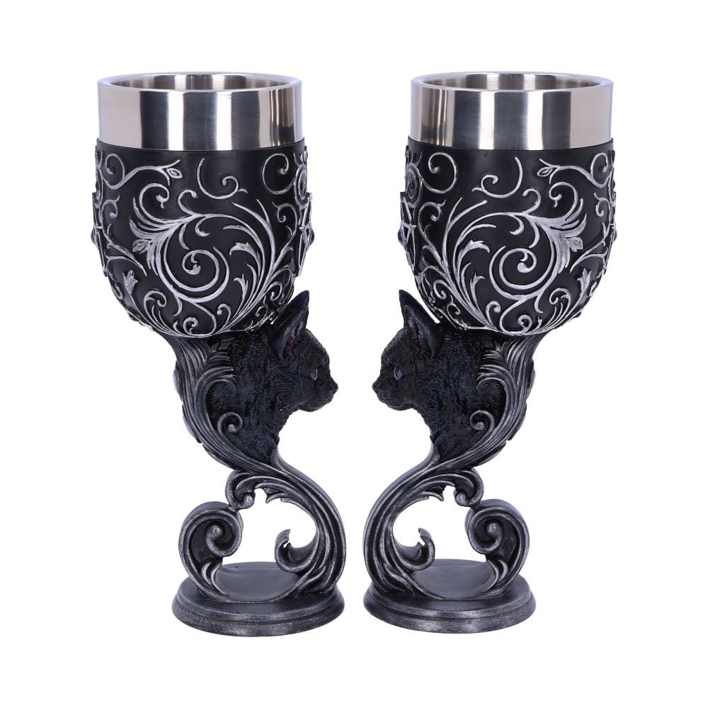 Familiars Love Twin Cat Heart Set of Two Goblets