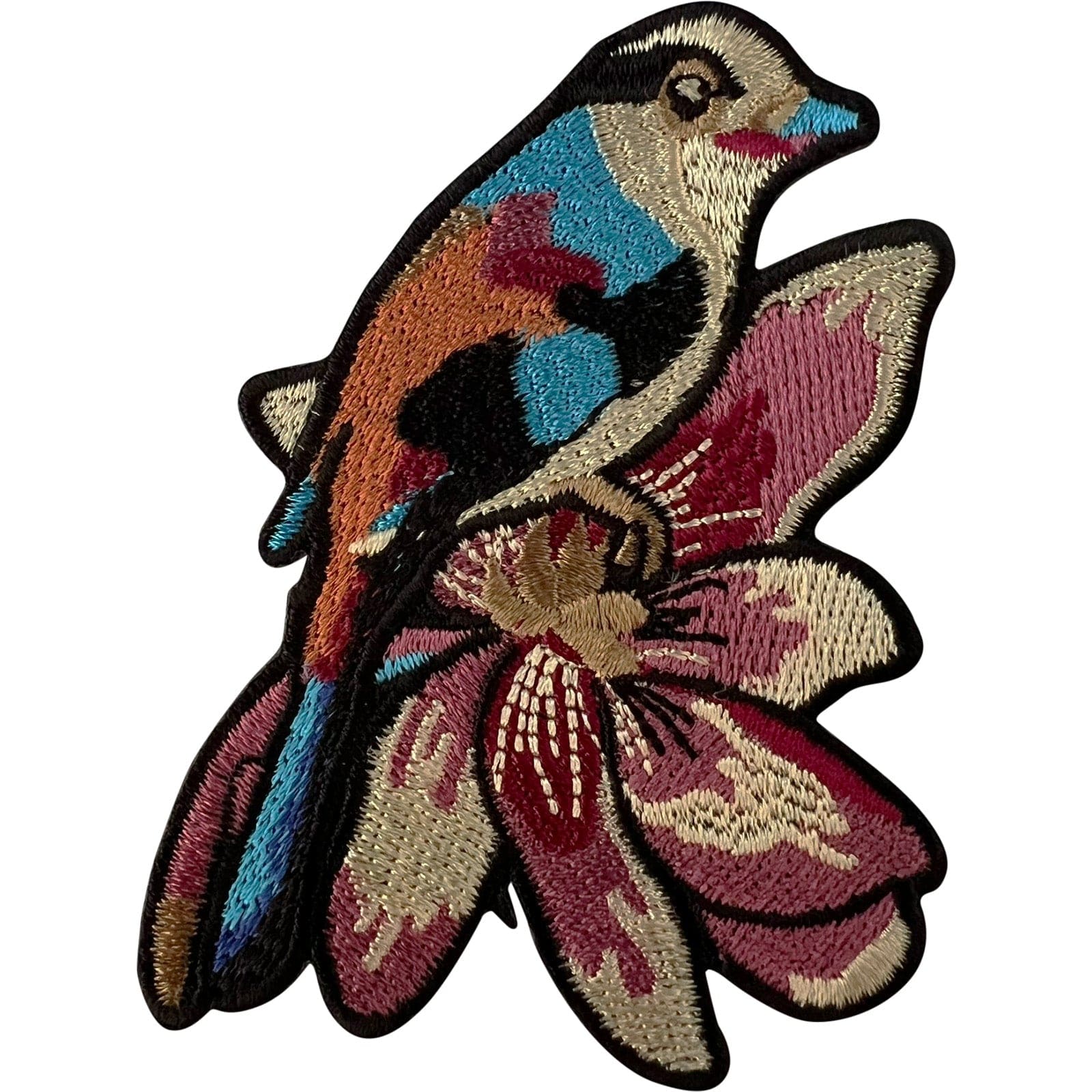 Flower Bird Iron On Patch Or Sew On Denim Jacket Shirt Embroidered Badge Decal