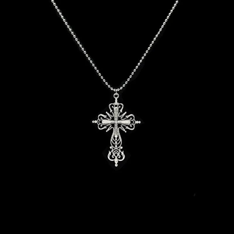 Gothic Irregular Cross Clavicle Chain Necklace: Crystal-Embellished Statement Piece for Women and Men - Aesthetic Jewelry