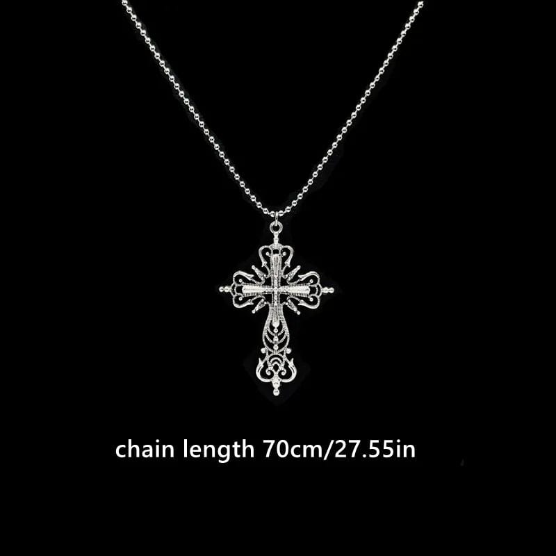 Gothic Irregular Cross Clavicle Chain Necklace: Crystal-Embellished Statement Piece for Women and Men - Aesthetic Jewelry