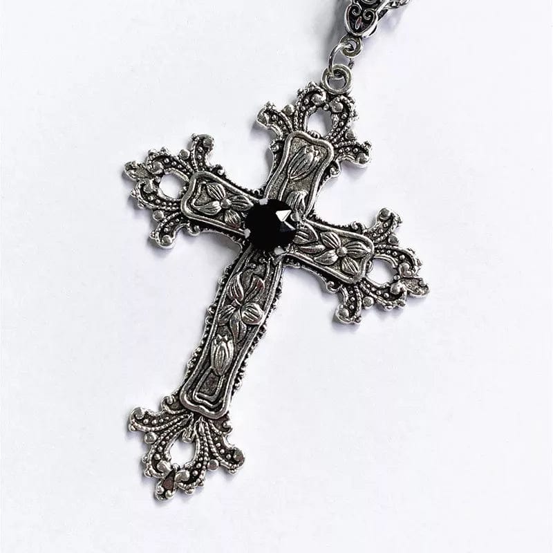 Gothic Irregular Cross Clavicle Chain Necklace: Crystal-Embellished Statement Piece for Women and Men - Aesthetic Jewelry