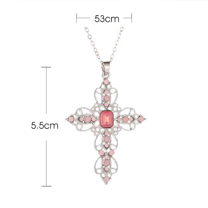 Gothic Irregular Cross Clavicle Chain Necklace: Crystal-Embellished Statement Piece for Women and Men - Aesthetic Jewelry