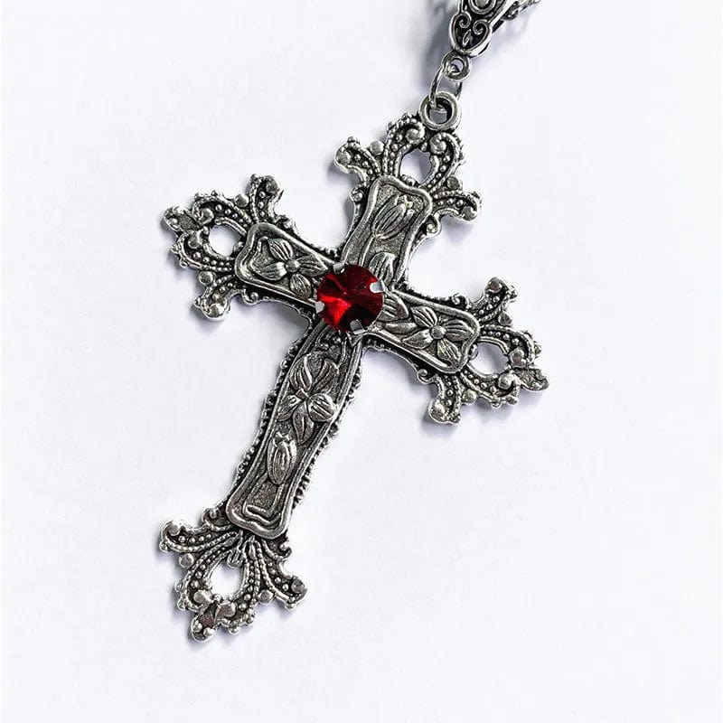 Gothic Irregular Cross Clavicle Chain Necklace: Crystal-Embellished Statement Piece for Women and Men - Aesthetic Jewelry