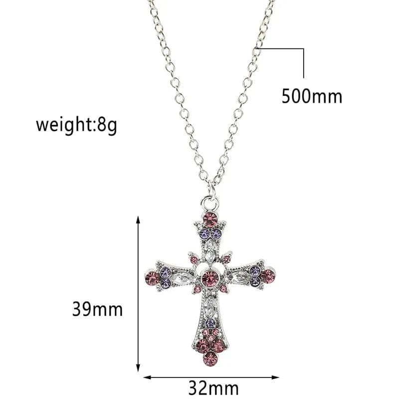 Gothic Irregular Cross Clavicle Chain Necklace: Crystal-Embellished Statement Piece for Women and Men - Aesthetic Jewelry