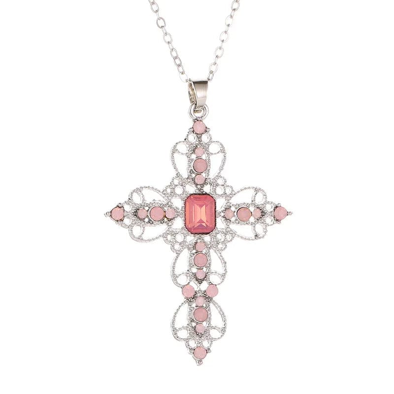 Gothic Irregular Cross Clavicle Chain Necklace: Crystal-Embellished Statement Piece for Women and Men - Aesthetic Jewelry