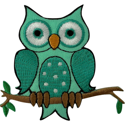 Green Owl Patch Iron Sew On Cloth Fabric Denim Bag Bird Animal Embroidered Badge