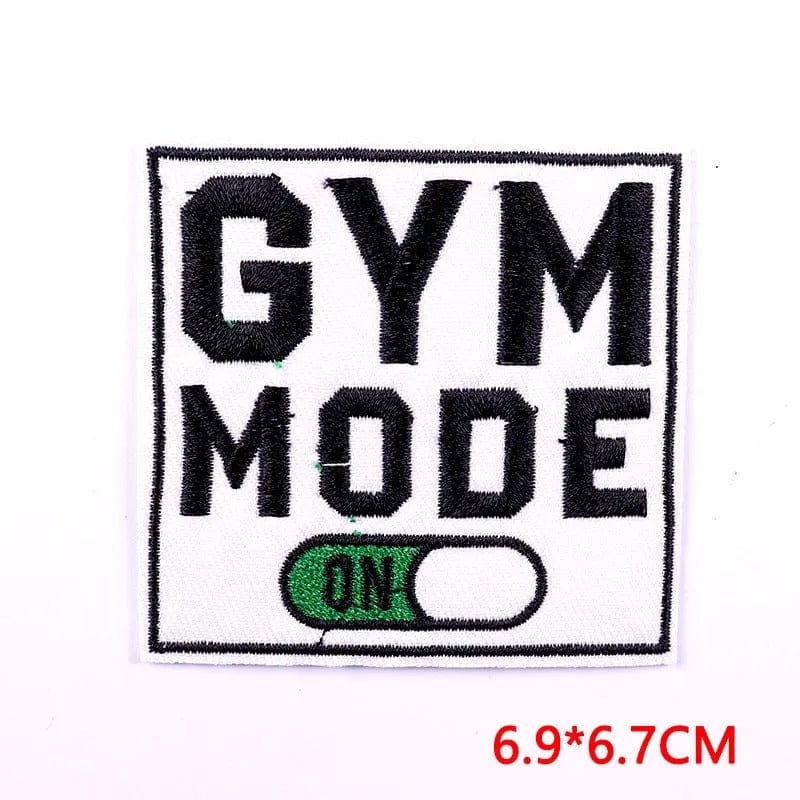 Gym Mode On Embroidered Patch Iron Sewable Jean Clothes Bag Badge Sport Exercise