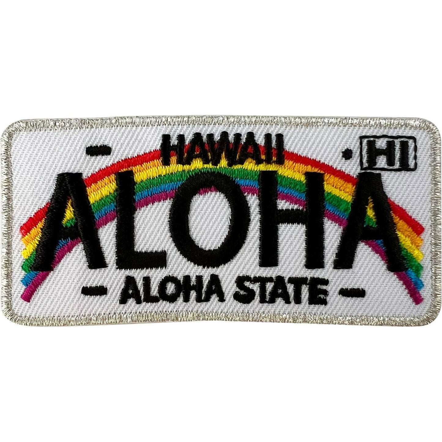 Hawaii Number Plate Patch Iron Sew On Hawaiian Clothes Rainbow Embroidered Badge