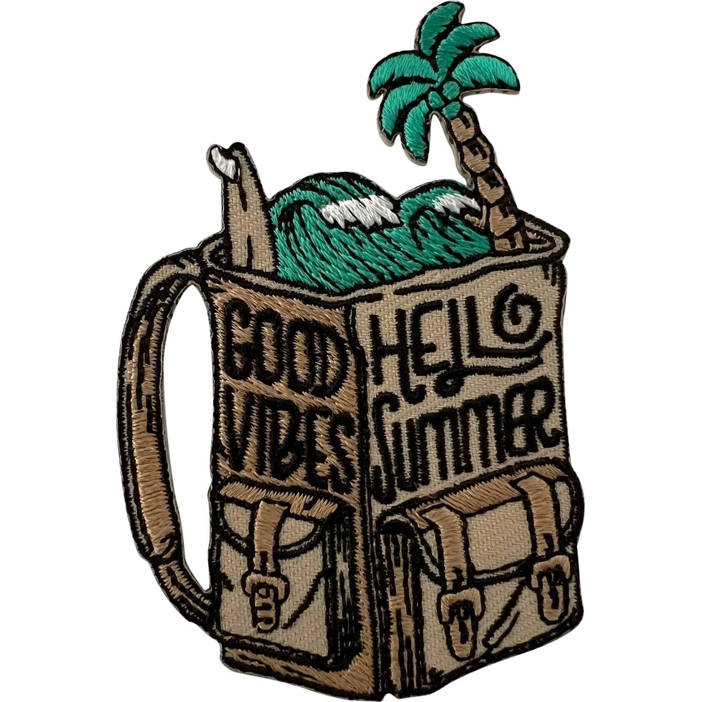 Hello Summer Good Vibes Backpack Patch Iron Or Sew On Clothes Embroidered Badge