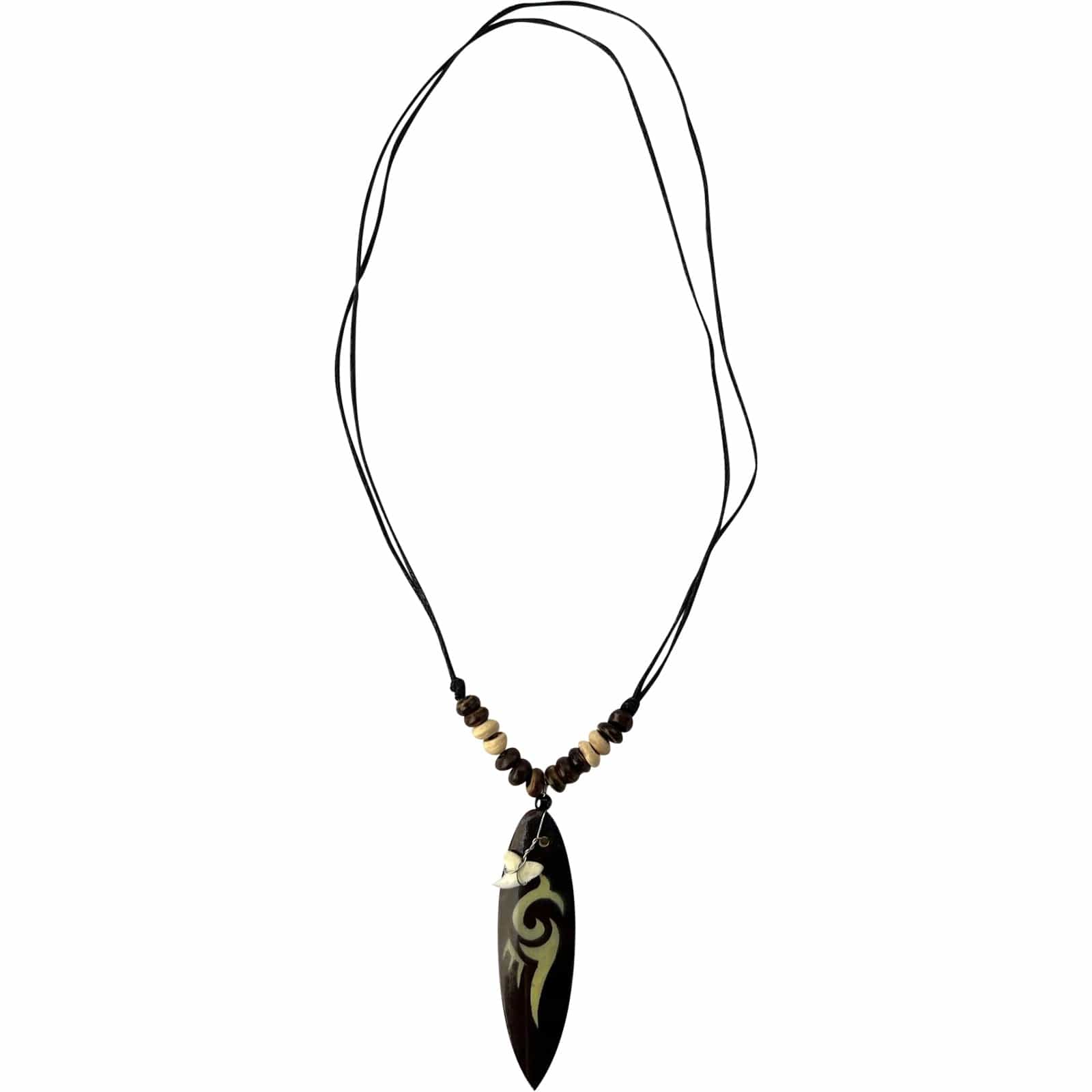 Imitation Shark Tooth Pendant Necklace Black Cord Chain Mens Womens Boys Girls Jewellery