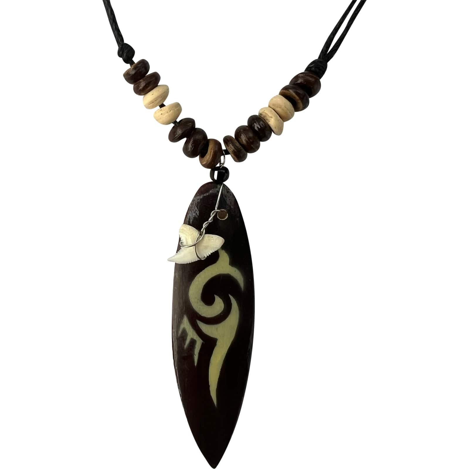 Imitation Shark Tooth Pendant Necklace Black Cord Chain Mens Womens Boys Girls Jewellery