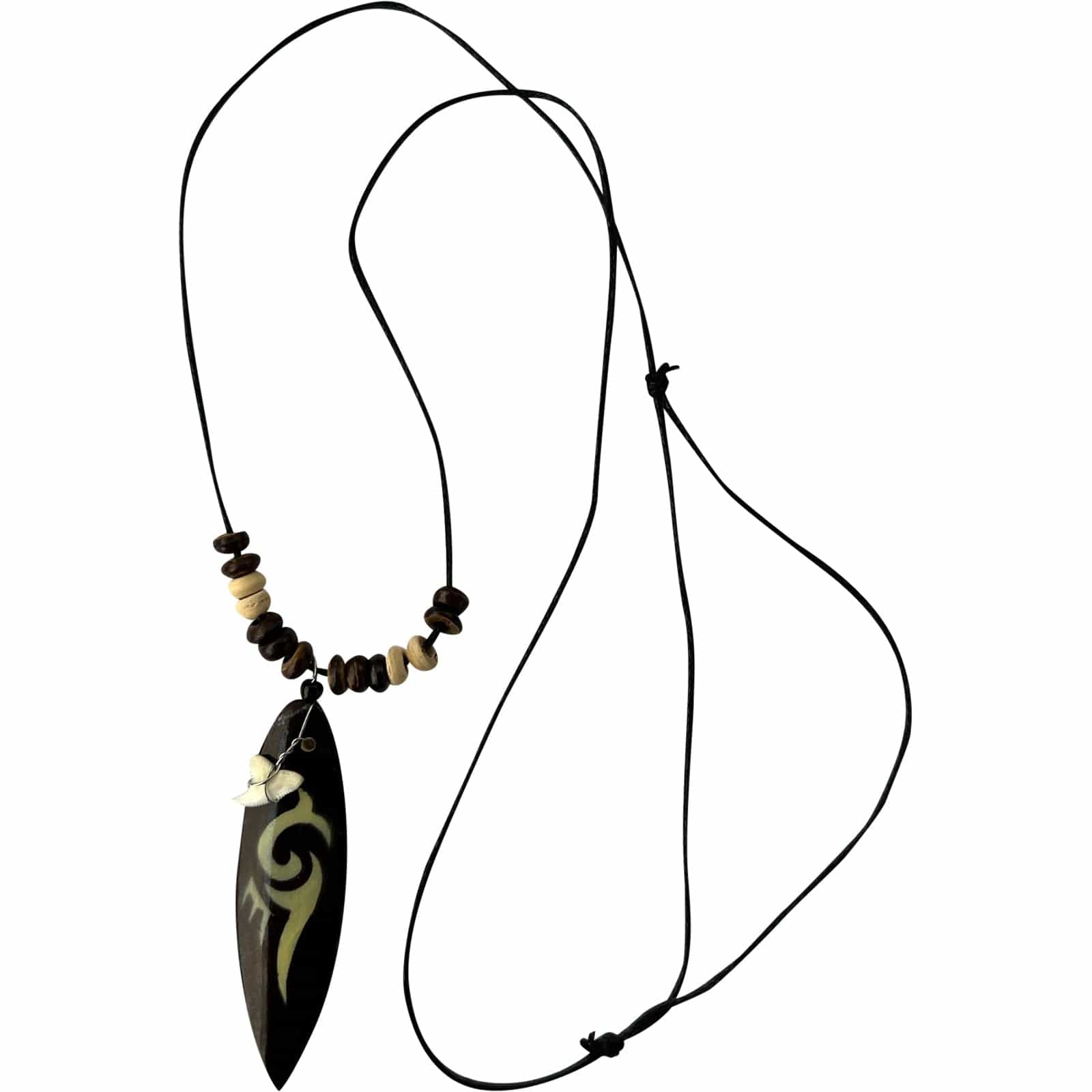 Imitation Shark Tooth Pendant Necklace Black Cord Chain Mens Womens Boys Girls Jewellery