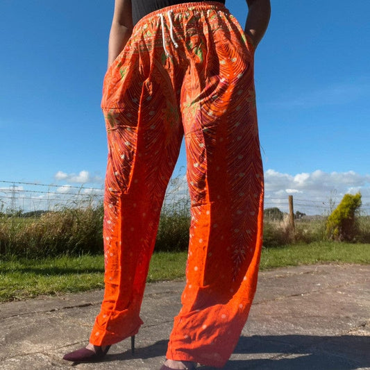 Ladies Mens Womens Orange Harem Pants Holiday Sun Travel Beach Light Trousers