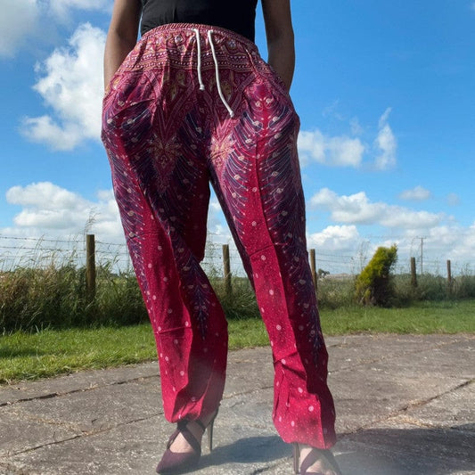 Ladies Pink Harem Pants Gypsy Hippy Aladdin Genie Female Womens Yoga Trousers