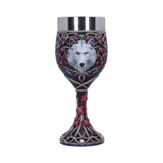 Lisa Parker Guardian of the Fall White Autumn Wolf Goblet