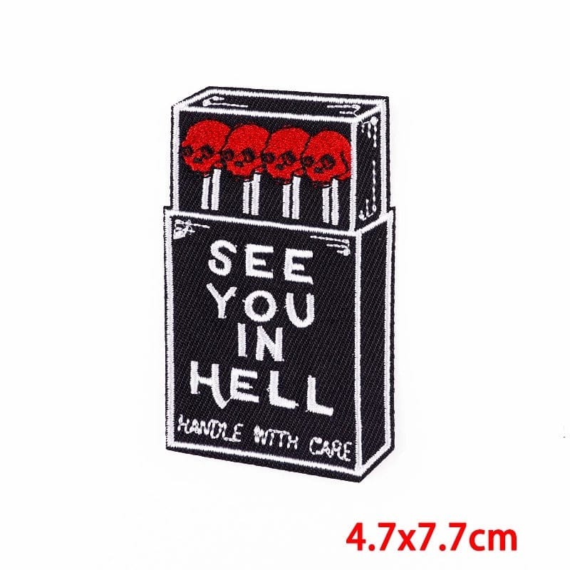 Matchstick Box Sew Iron On Patch Skull Matches Clothing Bags Embroidered Badge