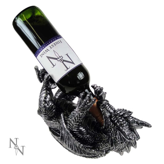 Metallic Silver Dragon Guzzler Wine Bottle Holder