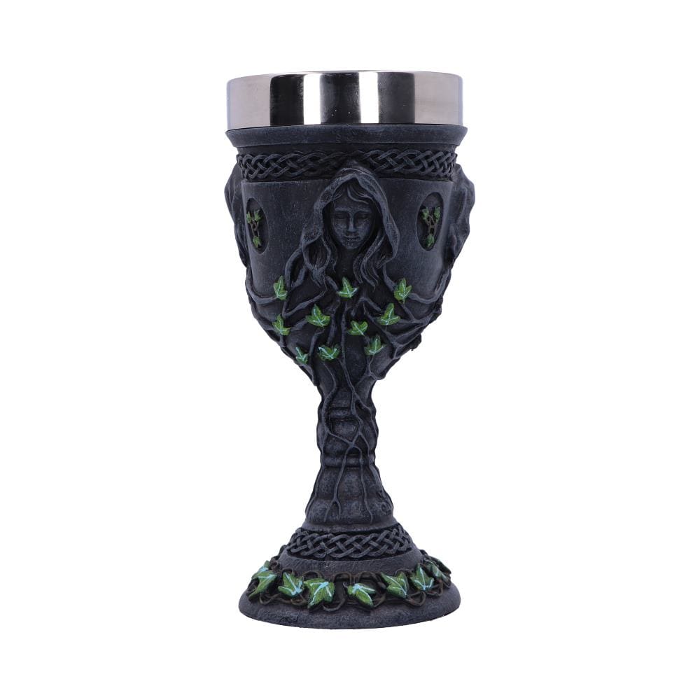 Mother Maiden and Crone Chalice Bronze Triple Goddess Wine Glass