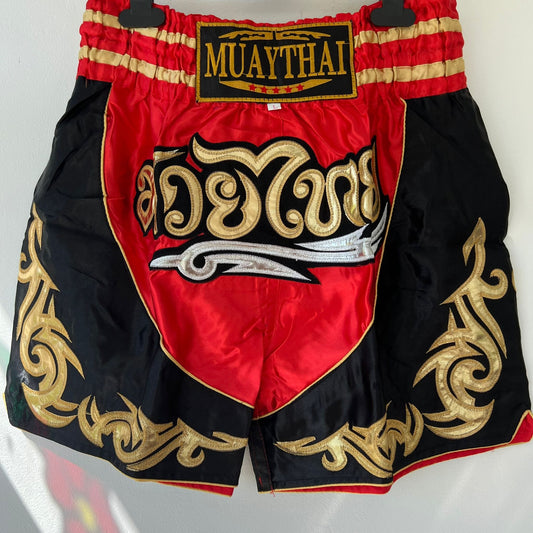 Muay Thai Kick Boxing Shorts Size Medium Red Black Male Female UFC MMA Clothes