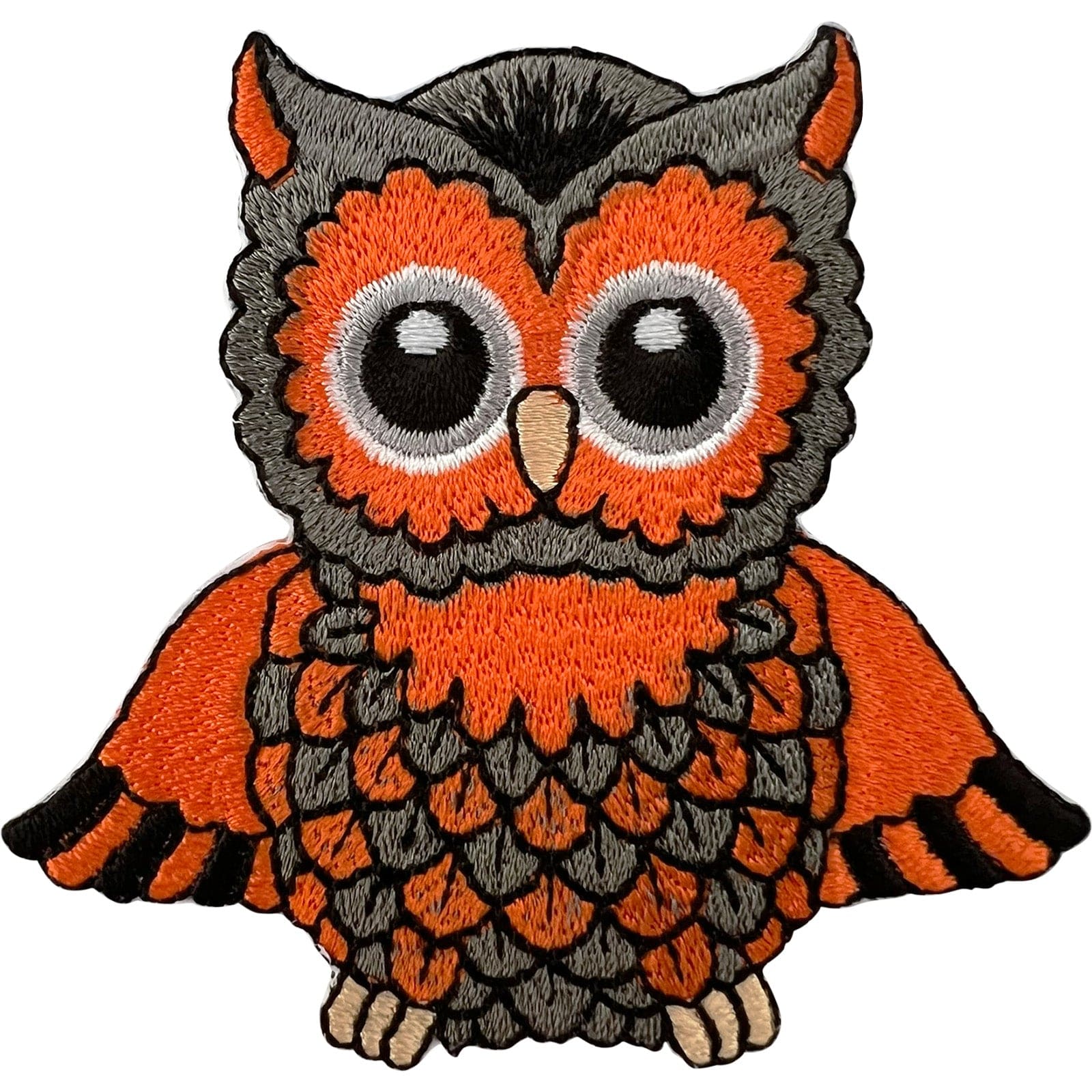 Orange Grey Owl Patch Iron Sew On T Shirt Dress Skirt Bag Bird Embroidered Badge