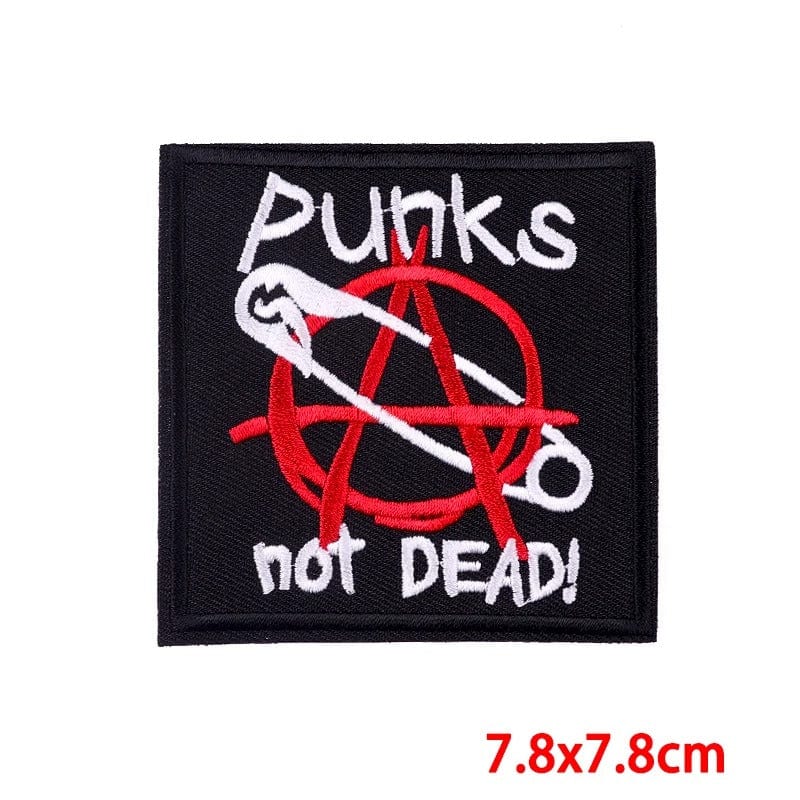 Punks Not Dead Patch Iron Sew On Anarchy Symbol Sign Anarchist Embroidered Badge