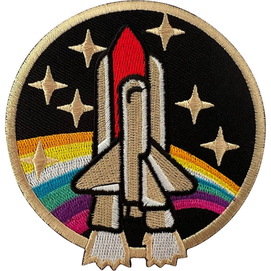 Space Iron Sew On Patch NASA Rocket Rainbow Stars Shirt Jacket Embroidery Badge