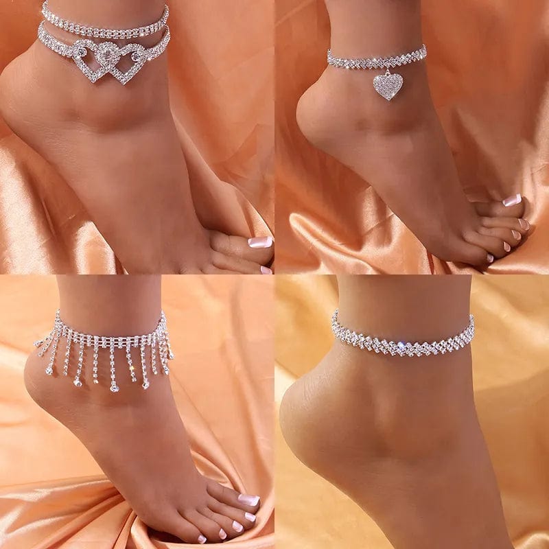 Sparkling Rhinestone Anklets Ankle Bracelets Foot Jewellery Chain