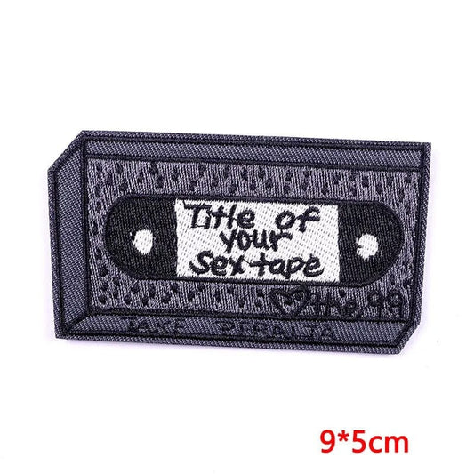 Title of your Sex Tape Patch VHS Embroidered Badge Iron Sew On Clothes Craft Bag