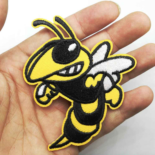 Angry Bumble Bee Iron On Patch Sew On Patch Worker Honey Bee Wasp Embroidered Badge Embroidery Applique Motif