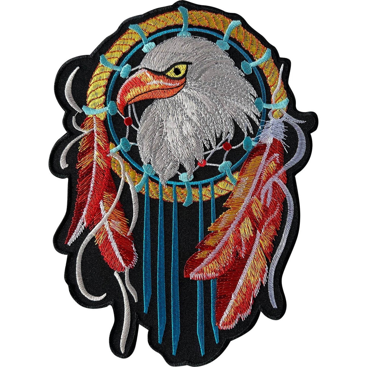 Big Large Iron Sew On Patch Eagle Native American Dreamcatcher Embroidered Badge