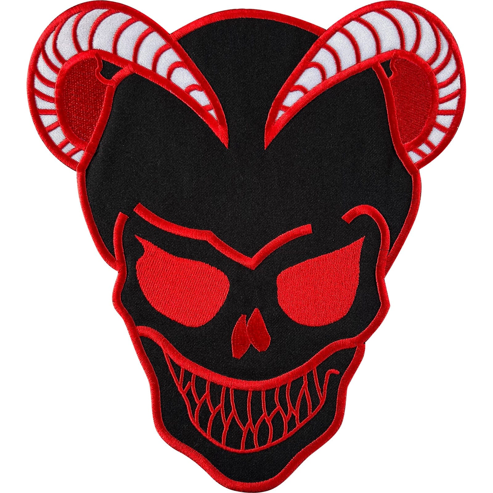 Big Large Red Black Devil Skull Patch Iron On Sew On T Shirt Jacket Hoodie Badge