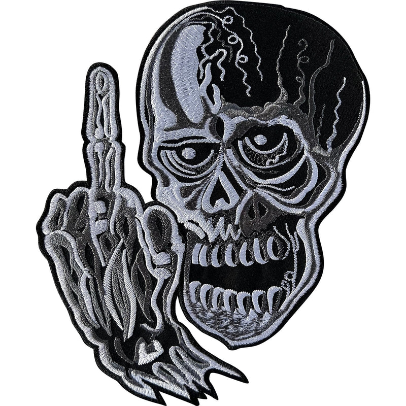 Skull Middle Finger Iron On Embroidered Clothes Patches For