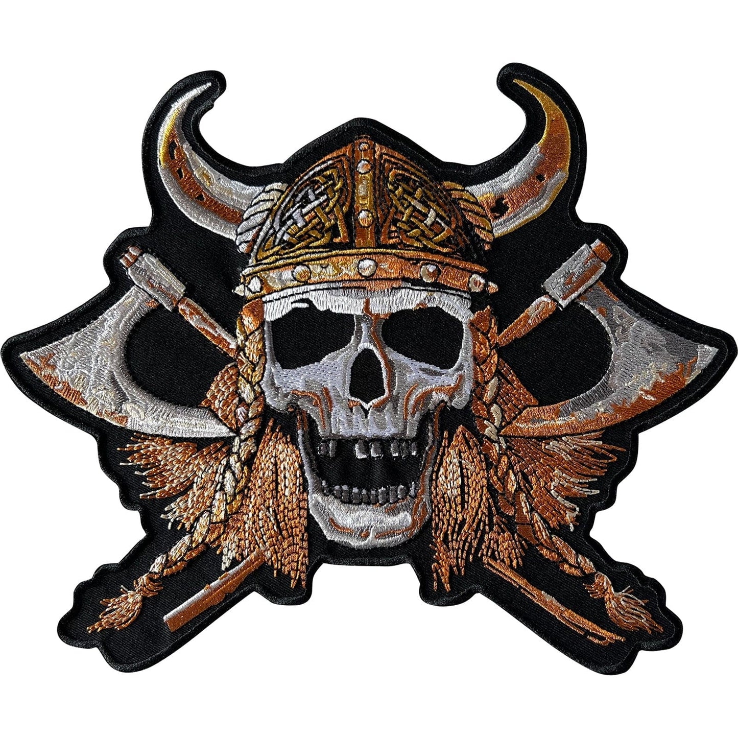 Big Large Viking Skull Patch Iron Sew On Clothes Coat Embroidered Badge Applique