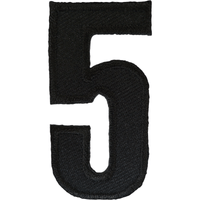 Varsity Number Five Iron On Patch/Badge/Applique/Transfer 5 Black/White