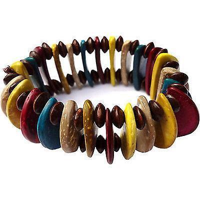 Chunky Wood Bead Bracelet Wristband Bangle Womens Ladies Wooden Tribal Jewellery