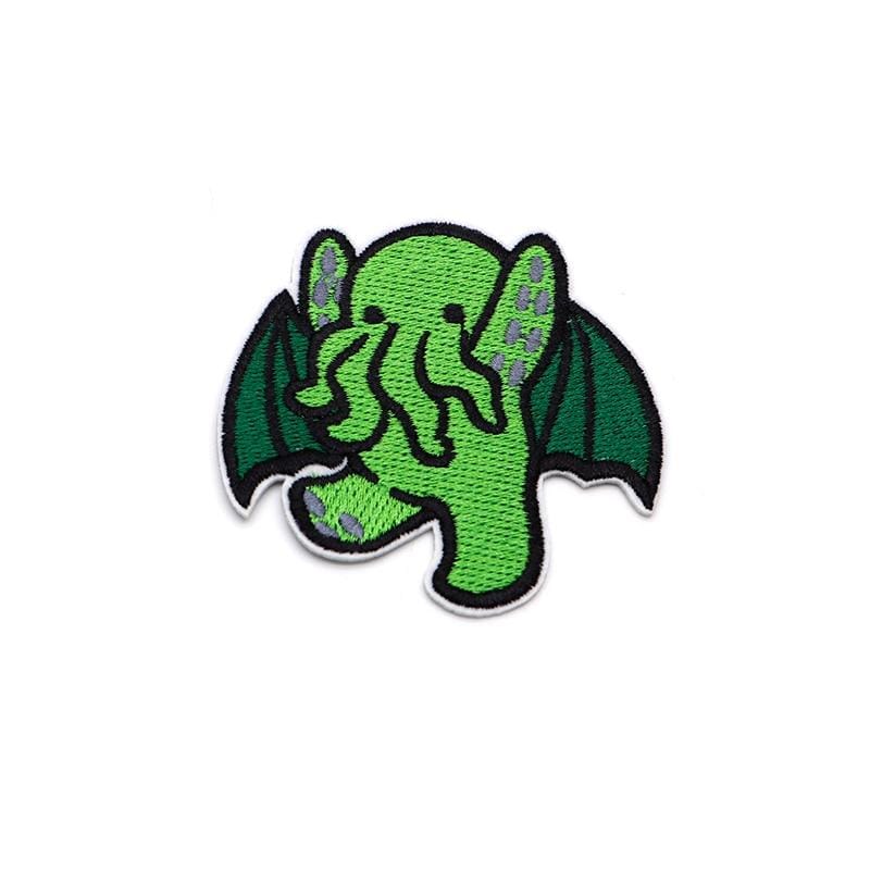 Cute Green Anime Monster Patch Iron / Sew On Patch Embroidered Badge Embroidery Applique Motif Elephant Squid Bat Dragon Wings