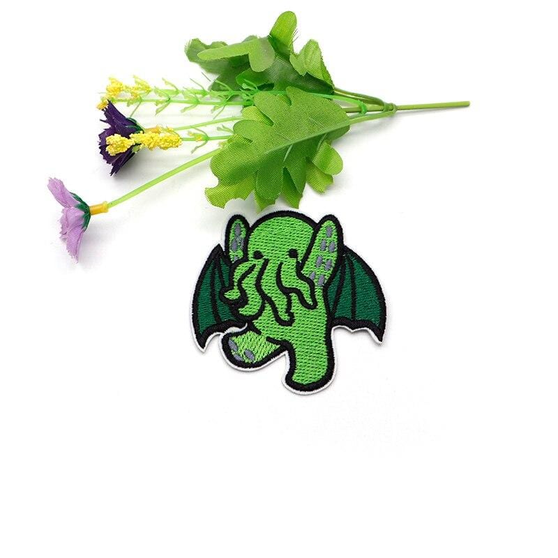 Cute Green Anime Monster Patch Iron / Sew On Patch Embroidered Badge Embroidery Applique Motif Elephant Squid Bat Dragon Wings