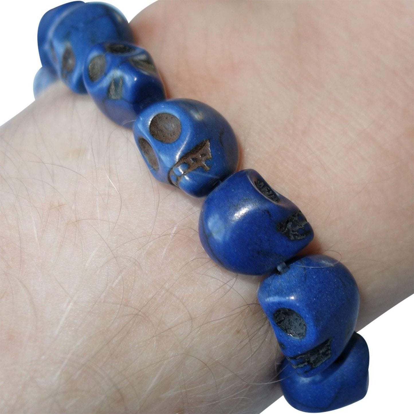 Elastic Blue Skull Bracelet Wristband Bangle Mens Womens Kids Costume Jewellery