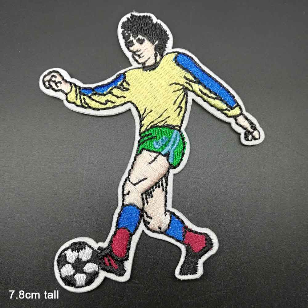 2 Footballer Iron On Patch Sew On Patch Football Player Embroidered Badge Football Embroidery Applique Motif