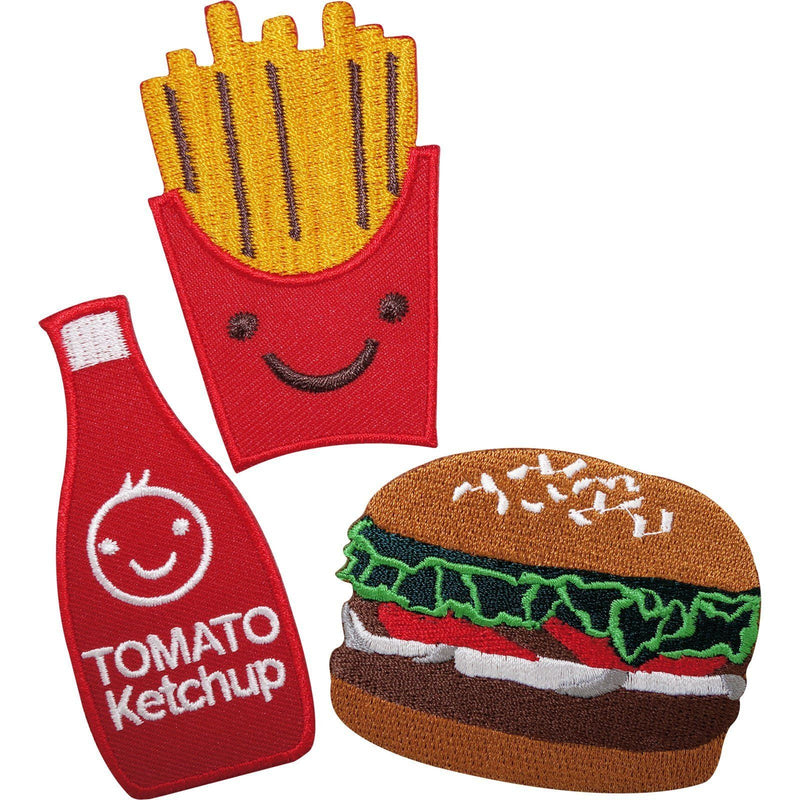 French Fries Burger Tomato Ketchup Food Embroidered Iron / Sew On Patc