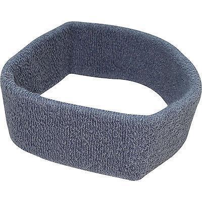 Grey Sports Head Sweatband Hairband Sweat Band Headband Fitness Tennis Badminton