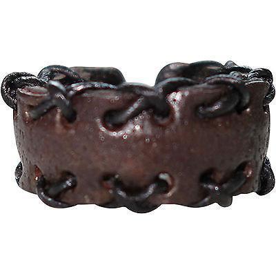 Handmade Brown Leather Ring Mens Womens Mans Ladies Hippie Rasta Surf Jewellery